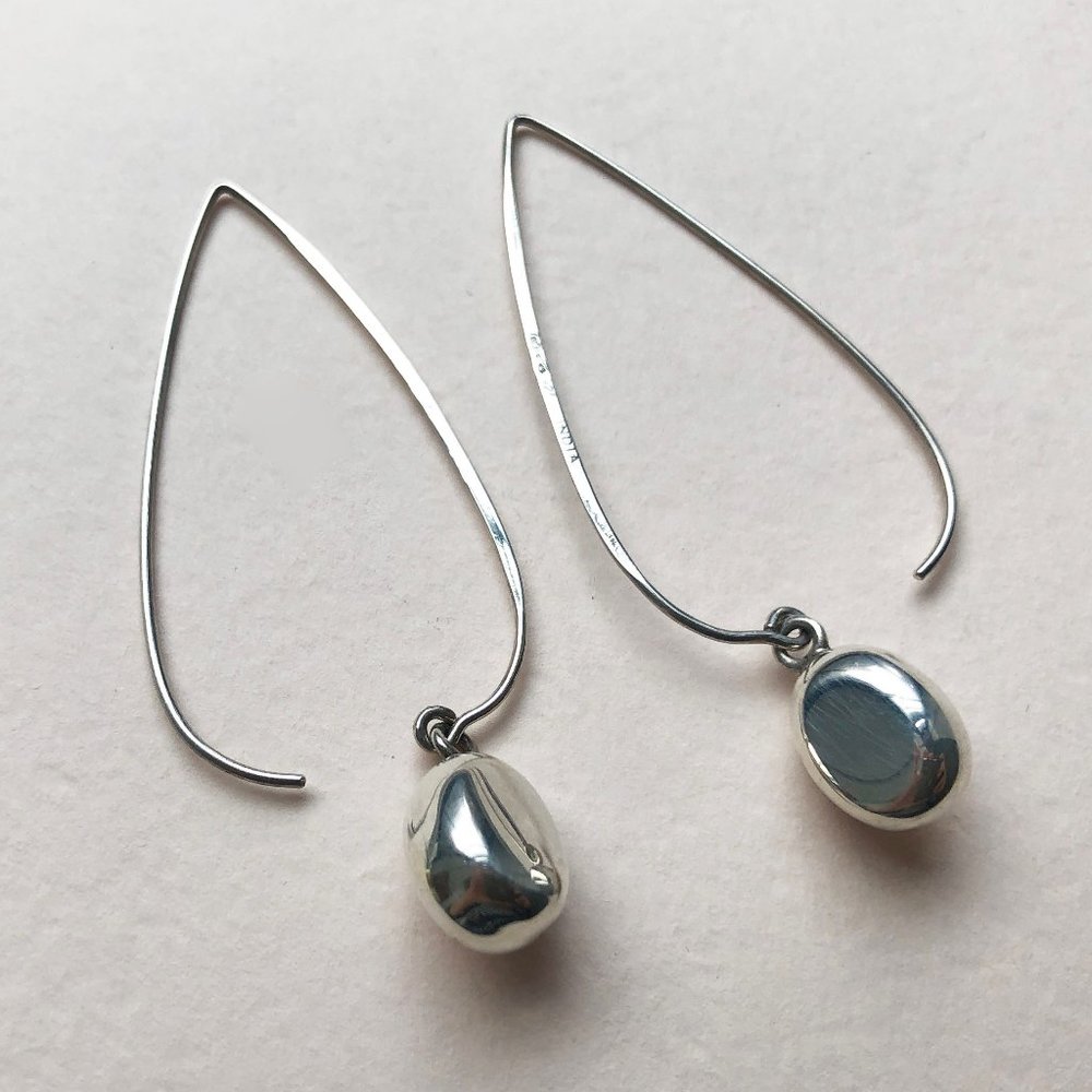 Long Dangle Threader Earrings Silver, Large Accen… - image 6